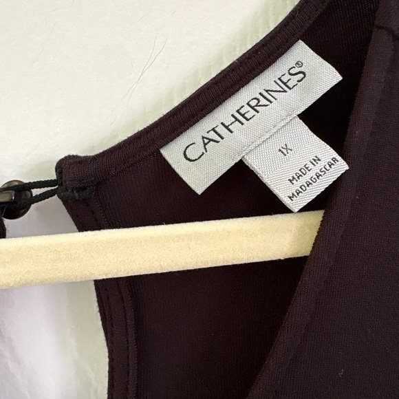 Catherines Plus Black A-line Striped Pockets Midi Dress 1X - Picture 4 of 8